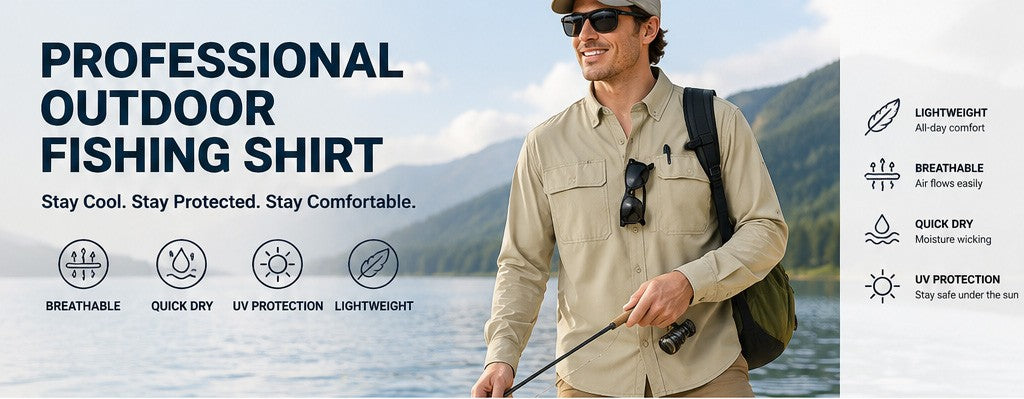TACVASEN-camisas de pesca con protección solar UPF 50+ para hombre, camisas de m