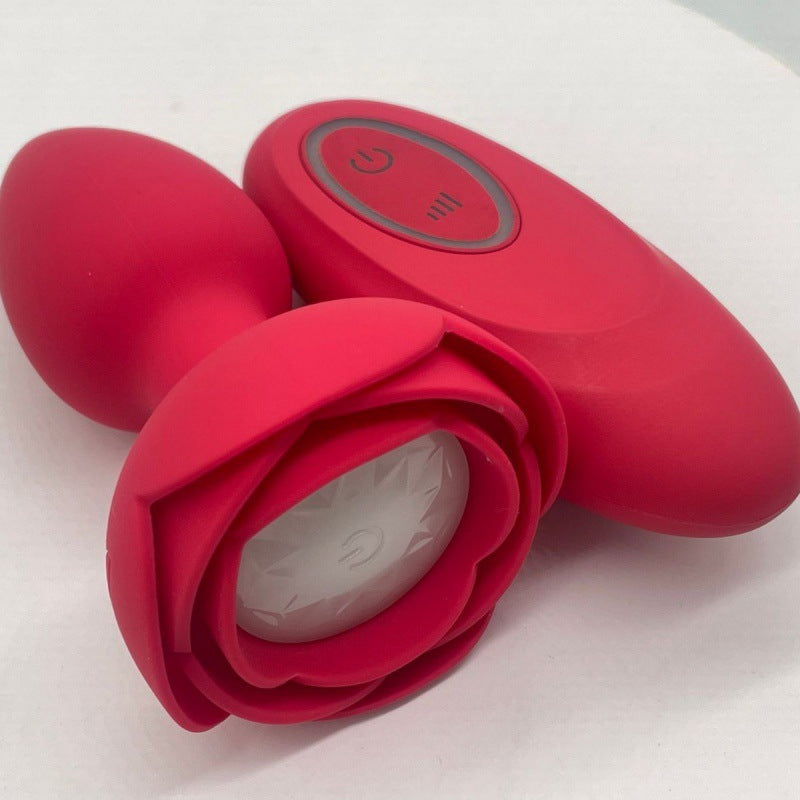 Vibrating Rose Touch Anal Plug with Light and Egg