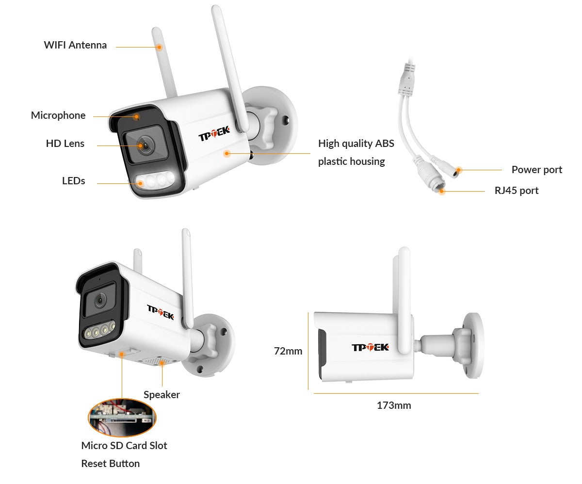 Cámara IP 4K de 8MP para exteriores, cámara de seguridad WiFi, vigilancia inalám