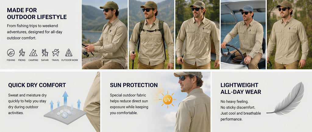 TACVASEN-camisas de pesca con protección solar UPF 50+ para hombre, camisas de m