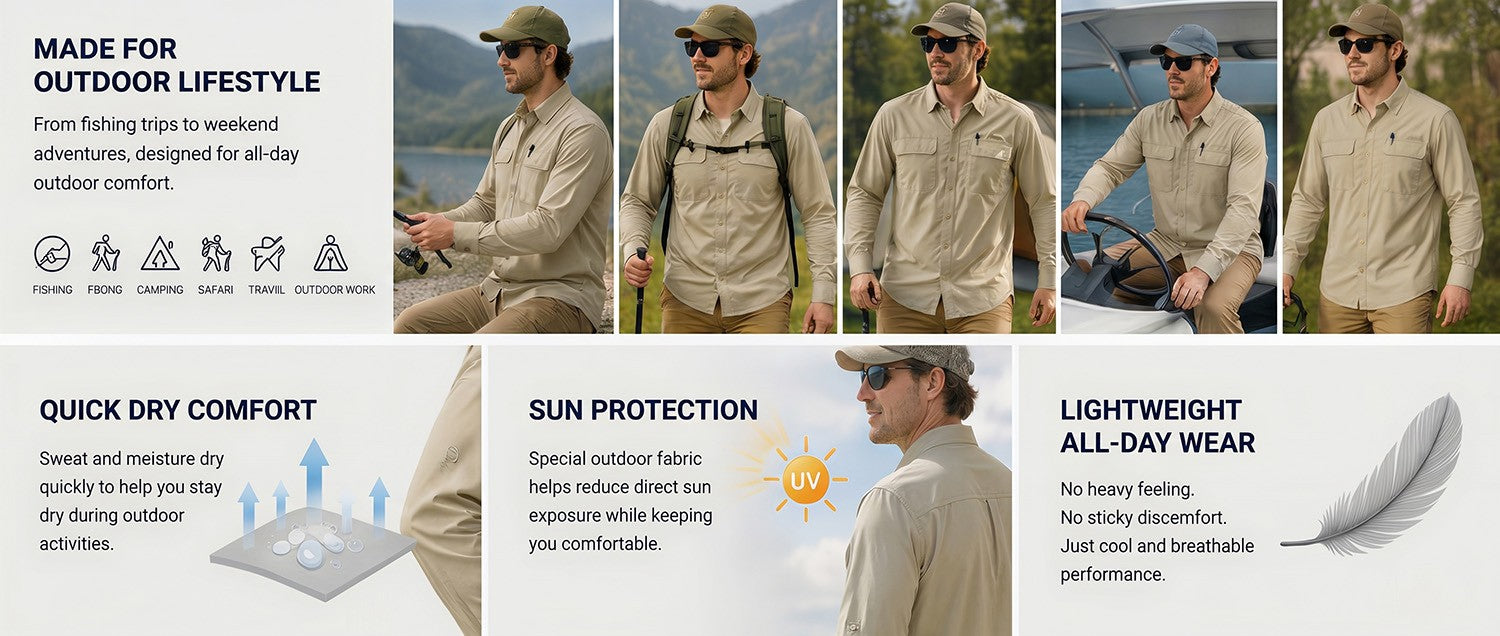 TACVASEN-camisas de pesca con protección solar UPF 50+ para hombre, camisas de m