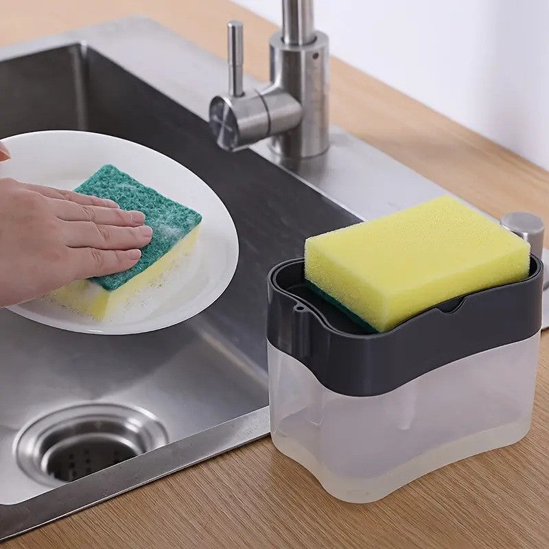 Dispensador de jabón para lavavajillas con estante de esponja, manual de operaci