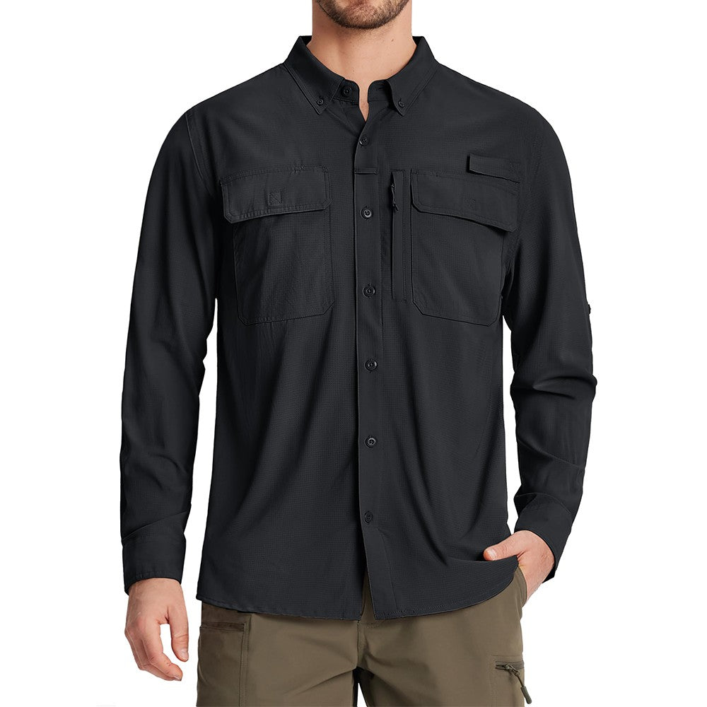 TACVASEN-camisas de pesca con protección solar UPF 50+ para hombre, camisas de m