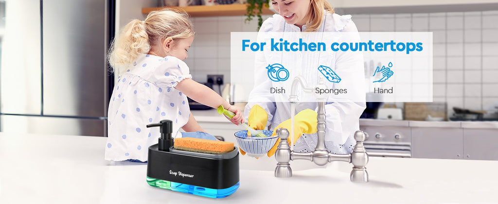 Dispensador de Jabón de Doble Bomba, Juego 3 en 1, Organizador de Cocina con Caj