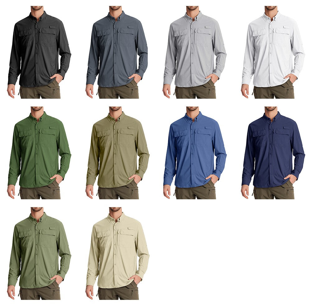 TACVASEN-camisas de pesca con protección solar UPF 50+ para hombre, camisas de m