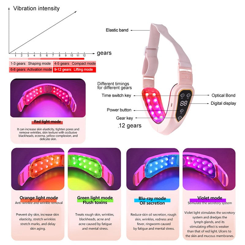 Dispositivo de elevación Facial terapia de fotones LED masajeador de vibración a