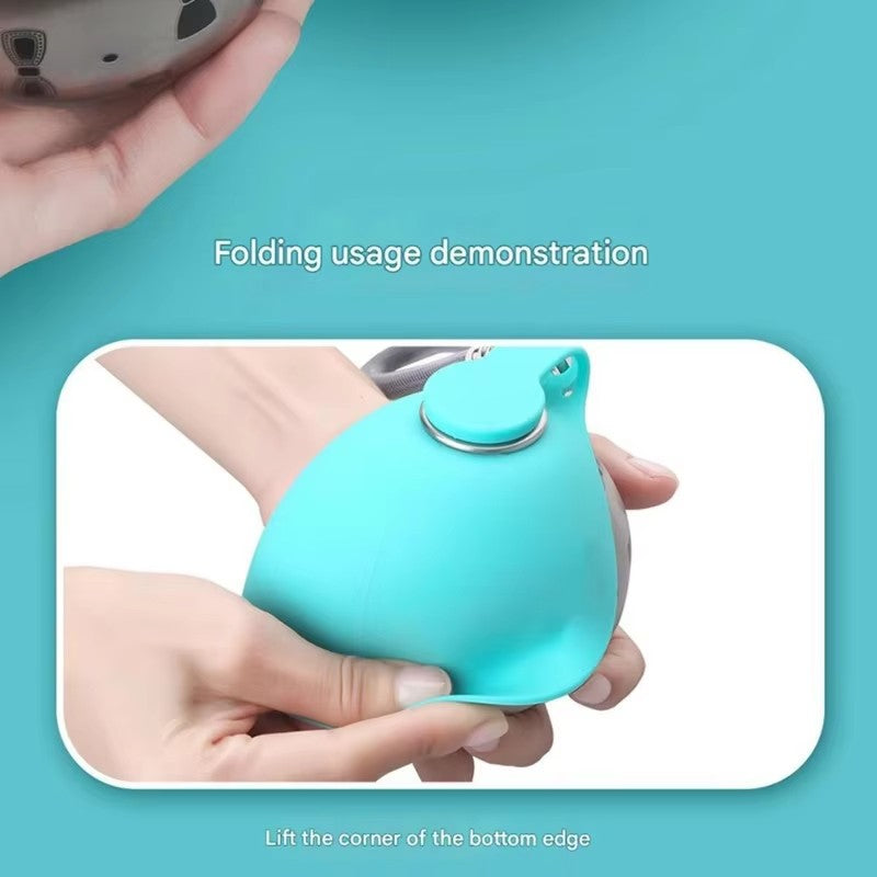 Botella de agua plegable para perros y gatos, con cordón, dispensador de agua po