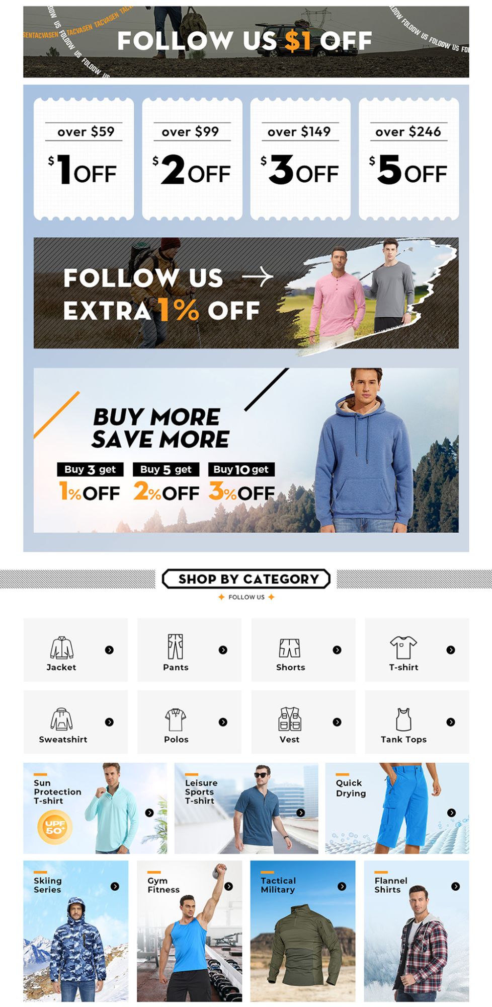 TACVASEN-camisas de pesca con protección solar UPF 50+ para hombre, camisas de m