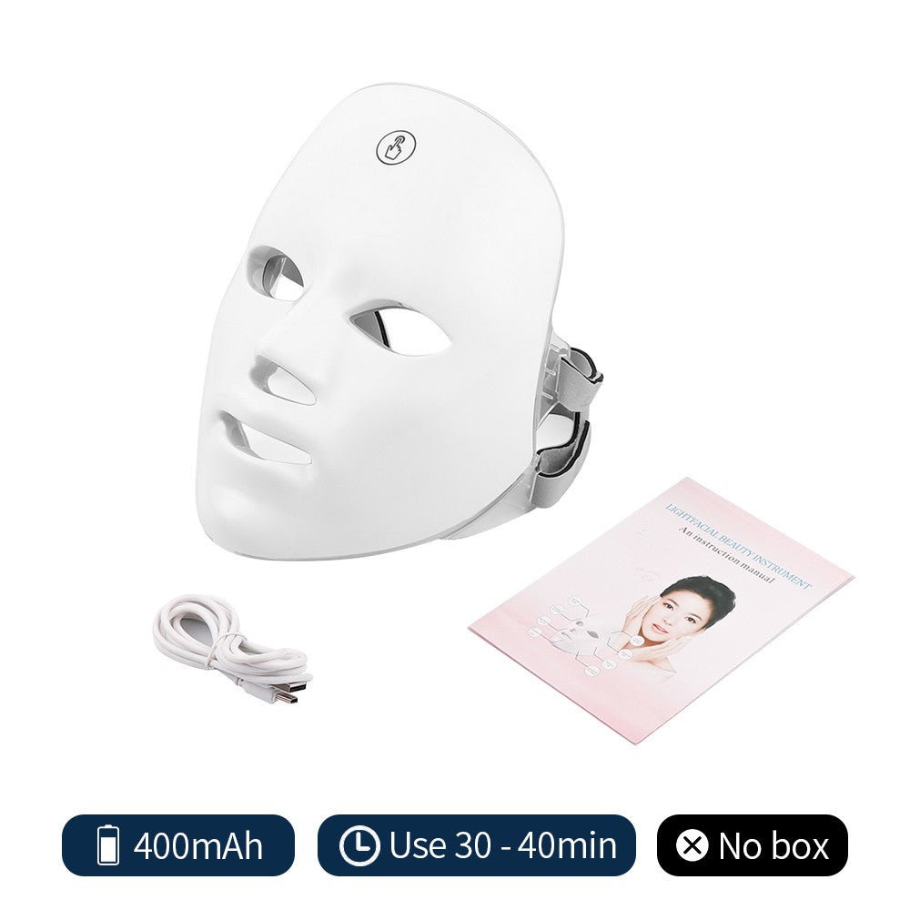 Mascarilla LED Facial recargable, mascarilla de belleza con fotos LED de 7 color