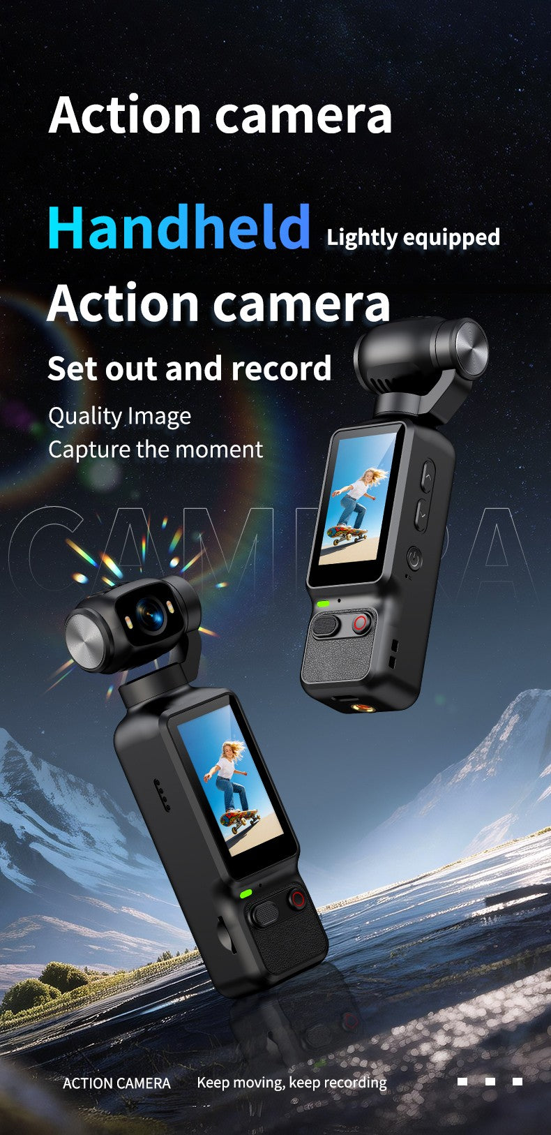 Cámara de acción portátil HD 4K con rotación manual de 90 y 180 grados para grab