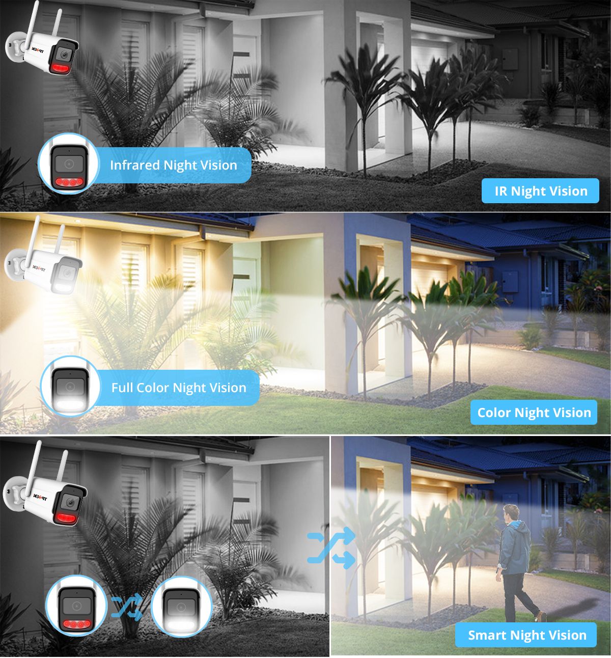 Cámara IP 4K de 8MP para exteriores, cámara de seguridad WiFi, vigilancia inalám