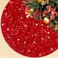 ROMANKAS Sequin Christmas Tree Skirt Red 60 Inch Sparkly Velvet Tree Skirt Large Xmas Tree Mat Vintage Shimmer Xmas Tree Skirts Sequined Glitter Christmas Tree Collars Party Home Xmas Tree Cover