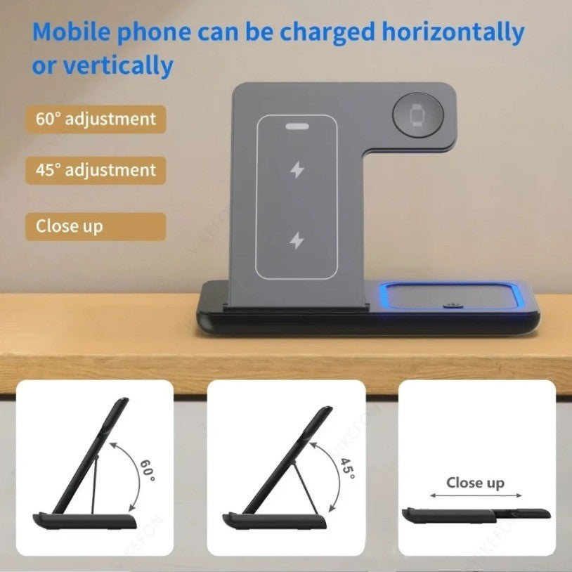 Estación de Carga Inalámbrica Plegable 3 en 1 para iPhone 17 16 15 14 13 12 Pro