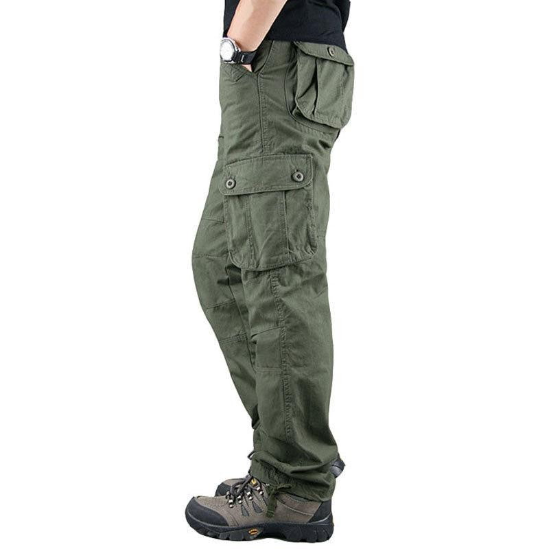 Solind, pantalones Cargo de pierna recta con múltiples bolsillos y solapa de alg