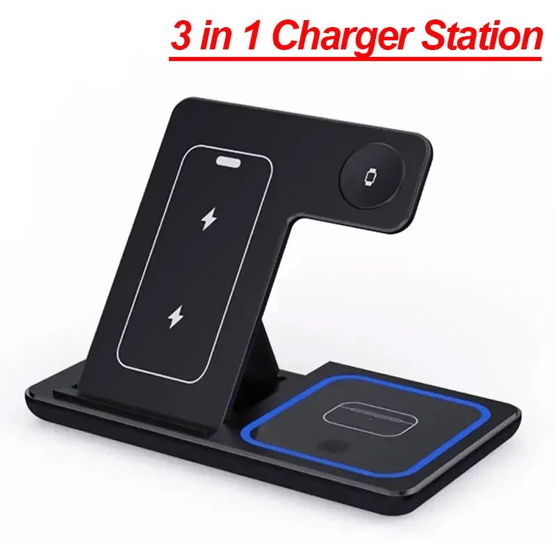Estación de Carga Inalámbrica Plegable 3 en 1 para iPhone 17 16 15 14 13 12 Pro
