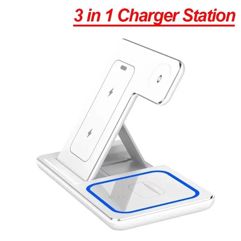 Estación de Carga Inalámbrica Plegable 3 en 1 para iPhone 17 16 15 14 13 12 Pro