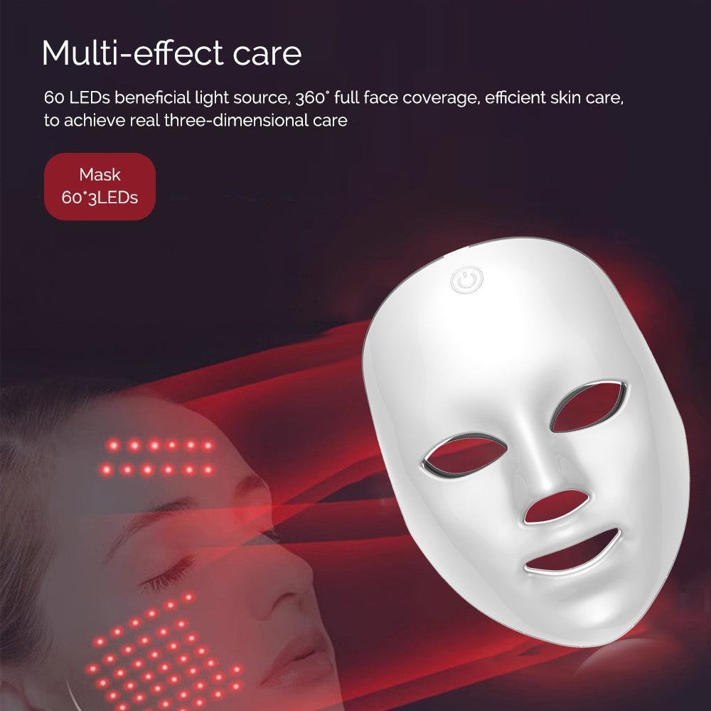 Mascarilla LED Facial recargable, mascarilla de belleza con fotos LED de 7 color