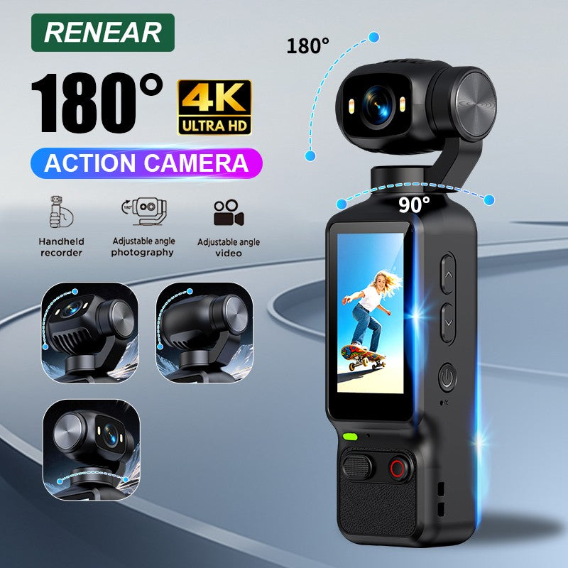 Cámara de acción portátil HD 4K con rotación manual de 90 y 180 grados para grab