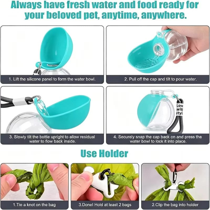 Botella de agua plegable para perros y gatos, con cordón, dispensador de agua po