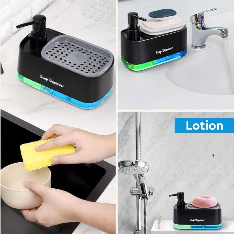 Dispensador de Jabón de Doble Bomba, Juego 3 en 1, Organizador de Cocina con Caj