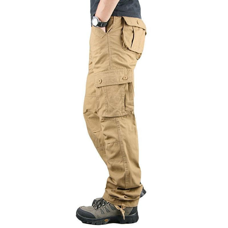 Solind, pantalones Cargo de pierna recta con múltiples bolsillos y solapa de alg