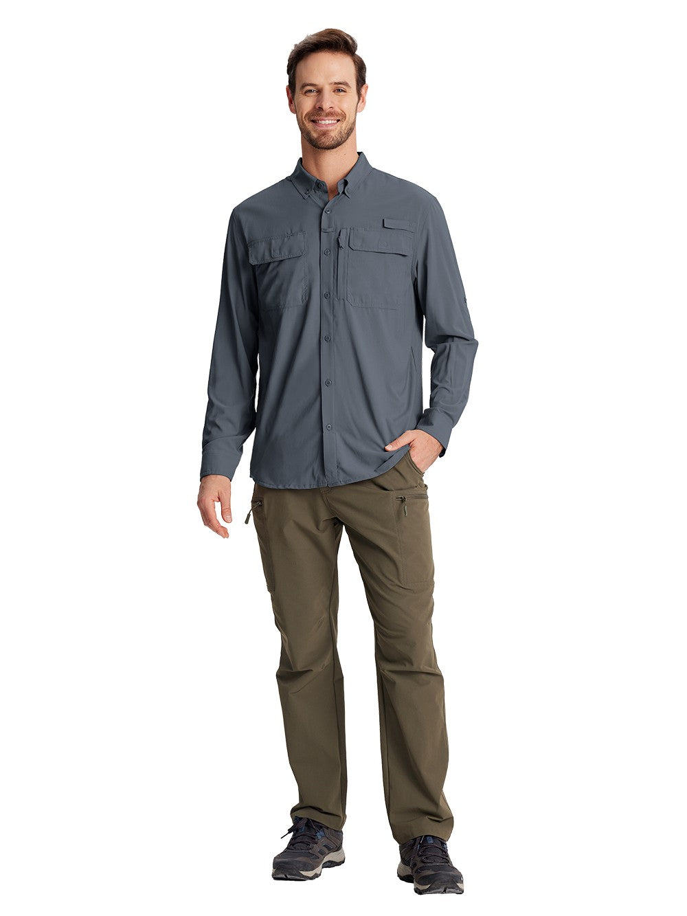 TACVASEN-camisas de pesca con protección solar UPF 50+ para hombre, camisas de m