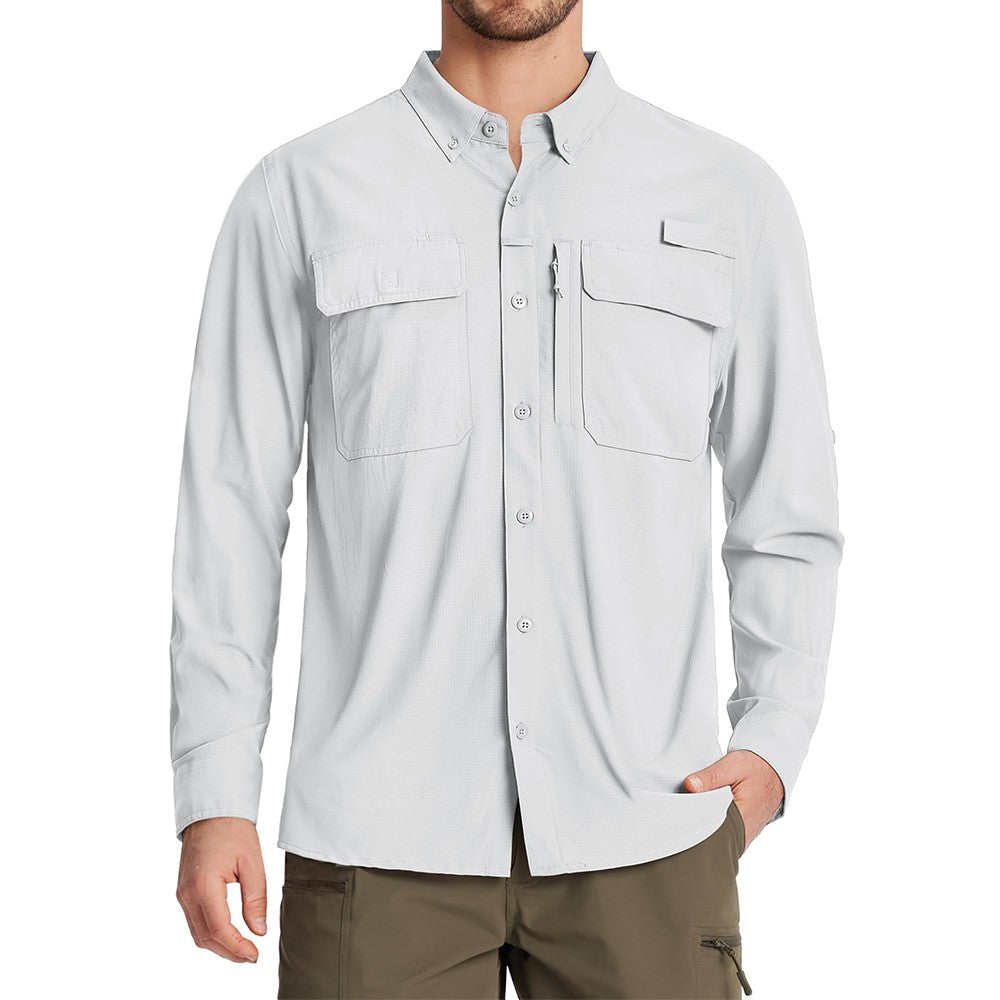 TACVASEN-camisas de pesca con protección solar UPF 50+ para hombre, camisas de m