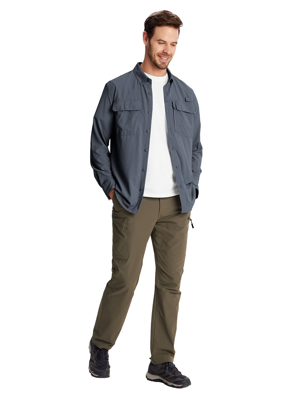 TACVASEN-camisas de pesca con protección solar UPF 50+ para hombre, camisas de m
