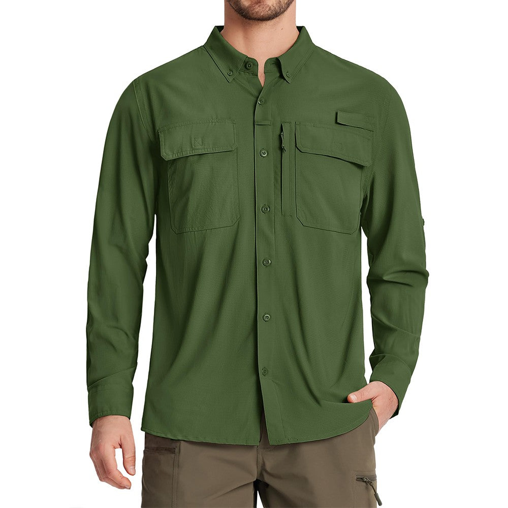 TACVASEN-camisas de pesca con protección solar UPF 50+ para hombre, camisas de m