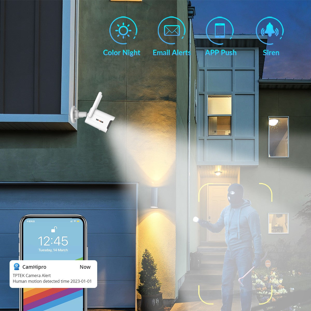 Cámara IP 4K de 8MP para exteriores, cámara de seguridad WiFi, vigilancia inalám